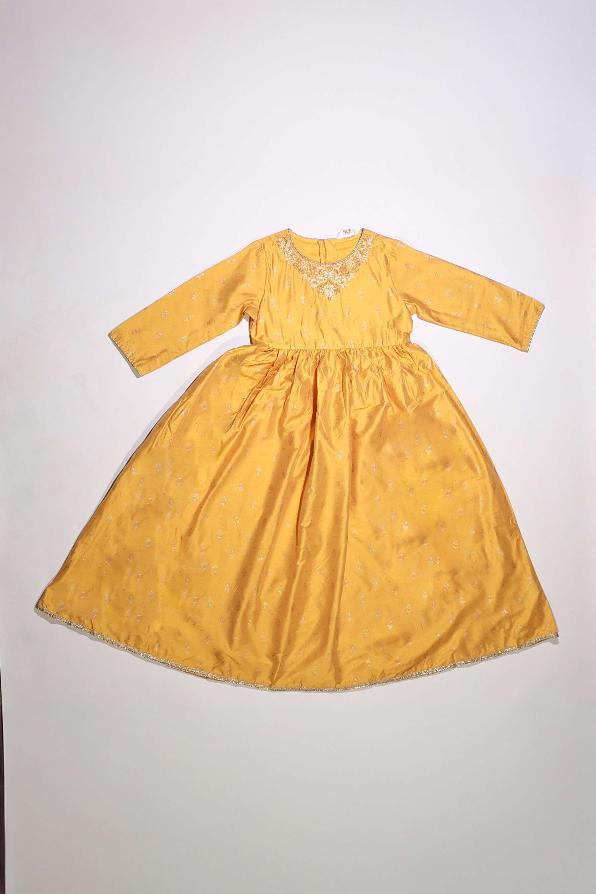 Solid-Blended-Fabric-V-Neck-Girls-Casual-Wear-Dress
