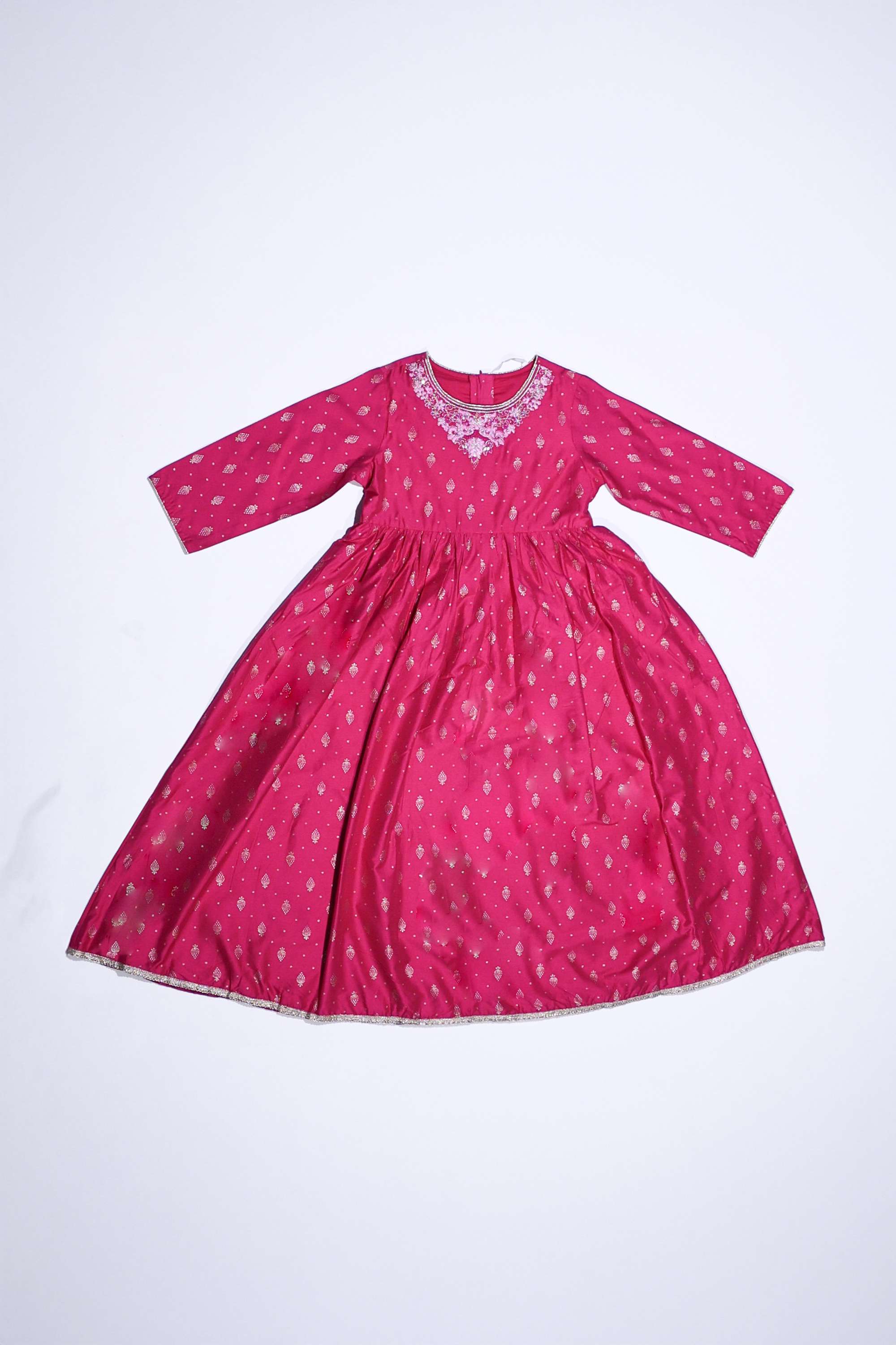 Solid-Blended-Fabric-V-Neck-Girls-Casual-Wear-Dress