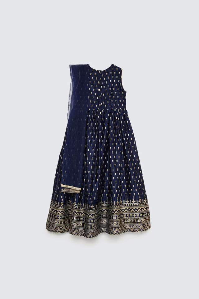 Printed-Polyester-Regular-Fit-Girls-Kurta-Dupatta-Set