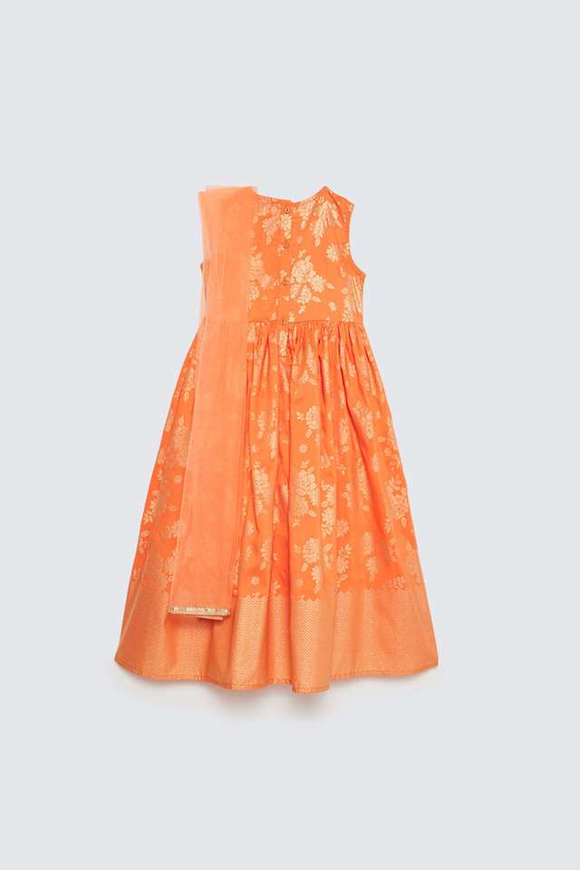 Printed-Blended-Fabric-Regular-Fit-Girls-Kurta-Dupatta-Set