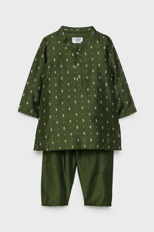 Printed-Blended-Fabric-Regular-Fit-Infant-Boys-Kurta-Pyjama-Set