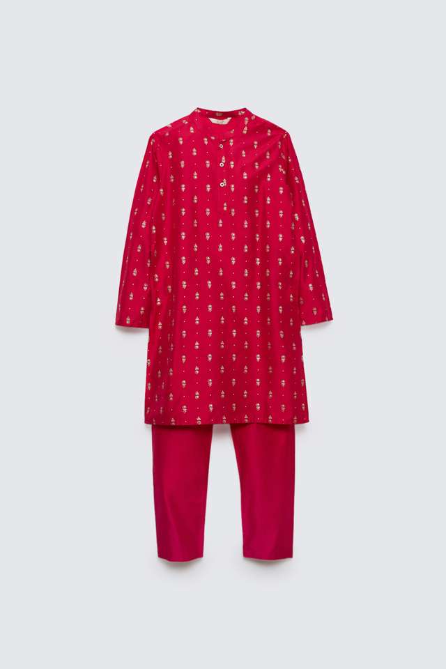 Printed-Blended-Fabric-Regular-Fit-Boys-Kurta-Pyjama-Set