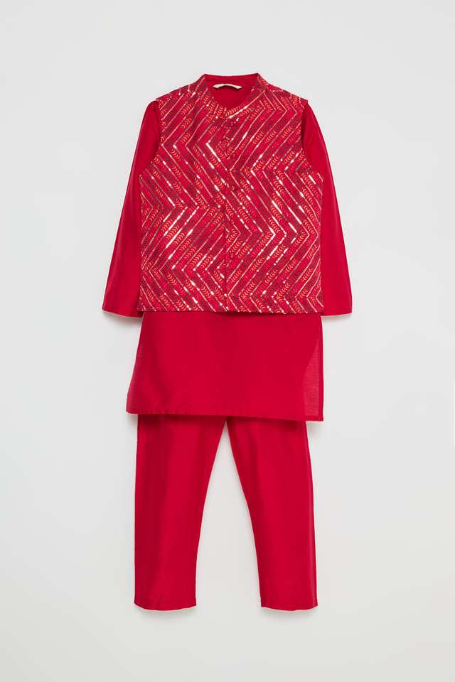 Embroidered-Blended-Fabric-Regular-Fit-Boys-Kurta-Pyjama-Jacket