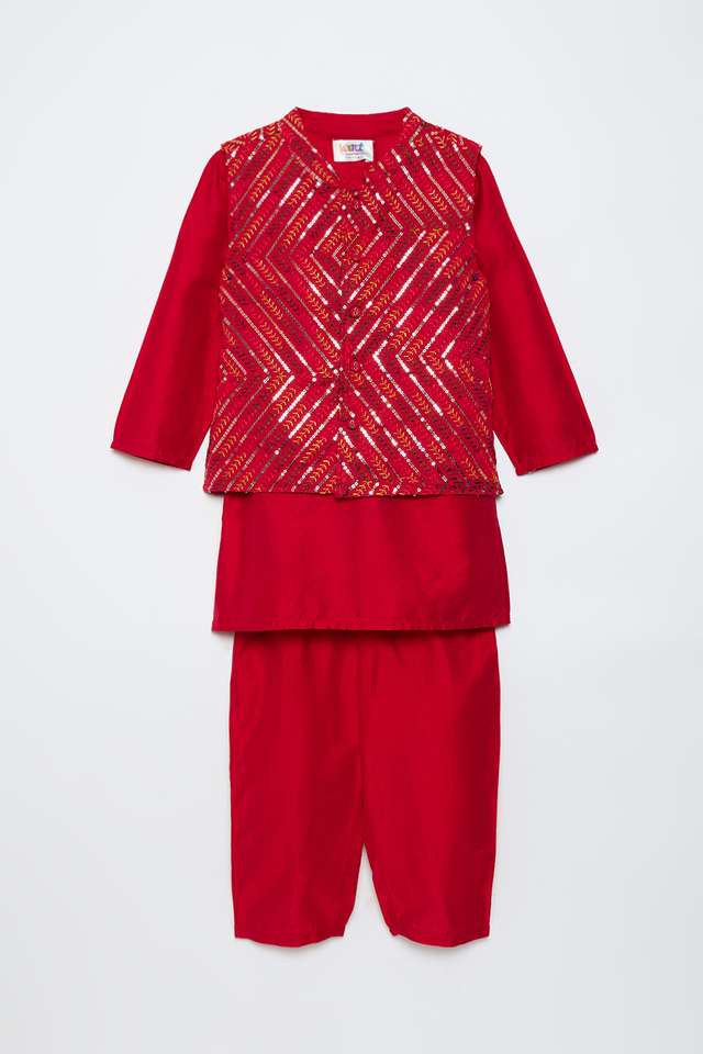 Embroidered-Blended-Fabric-Regular-Fit-Infant-Boys-Kurta-Pyjama-Jacket