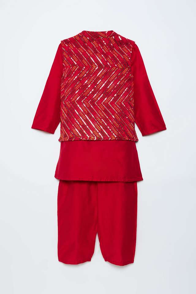 Embroidered-Blended-Fabric-Regular-Fit-Infant-Boys-Kurta-Pyjama-Jacket