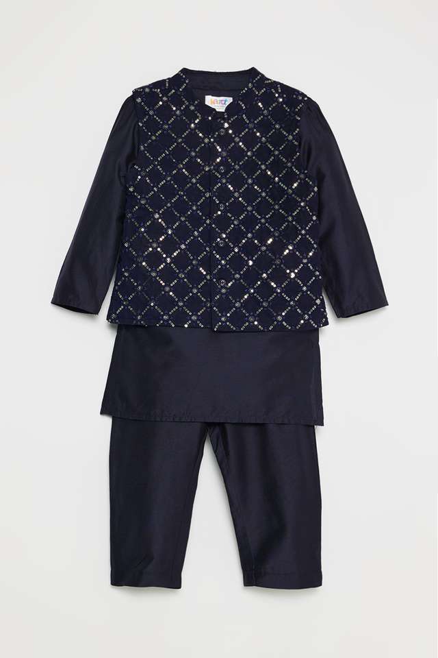 Embroidered-Blended-Fabric-Regular-Fit-Infant-Boys-Kurta-Pyjama-Jacket