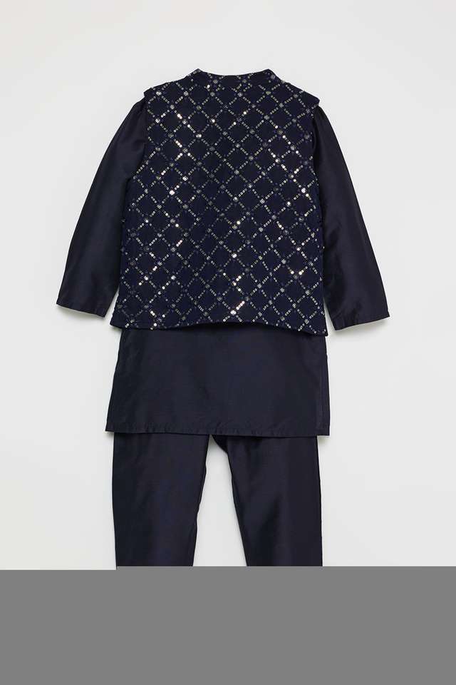 Embroidered-Blended-Fabric-Regular-Fit-Infant-Boys-Kurta-Pyjama-Jacket
