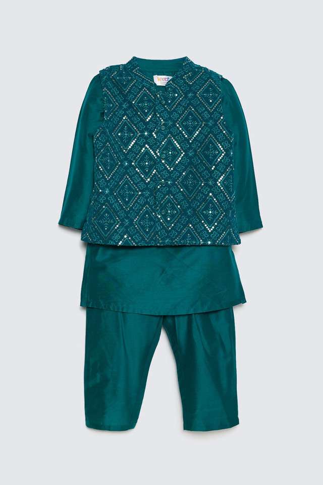 Embroidered-Blended-Fabric-Regular-Fit-Infant-Boys-Kurta-Pyjama-Jacket