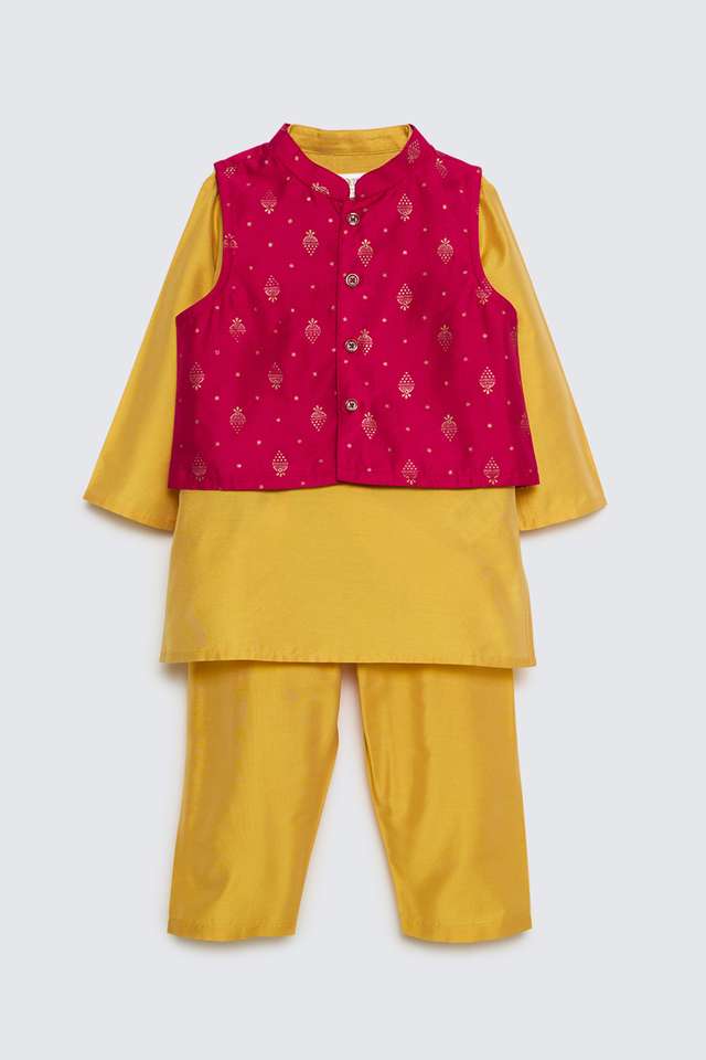 Printed-Blended-Fabric-Regular-Fit-Infant-Boys-Kurta-Pyjama-Jacket