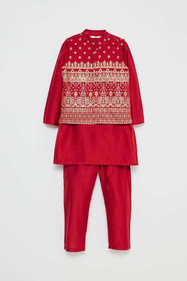 Printed-Blended-Fabric-Regular-Fit-Boys-Kurta-Pyjama-Jacket