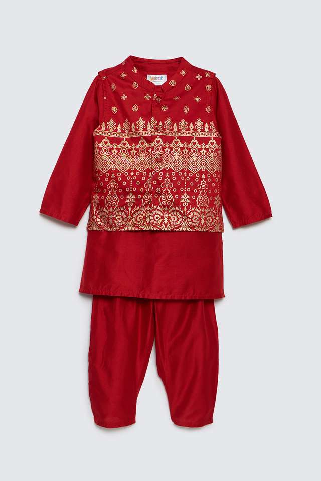 Printed-Blended-Fabric-Regular-Fit-Infant-Boys-Kurta-Pyjama-Jacket
