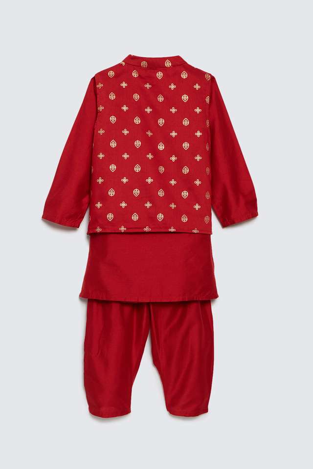 Printed-Blended-Fabric-Regular-Fit-Infant-Boys-Kurta-Pyjama-Jacket