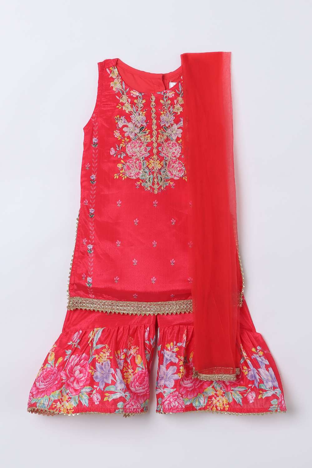 Solid-Blended-Fabric-Girls-Kurta-Set