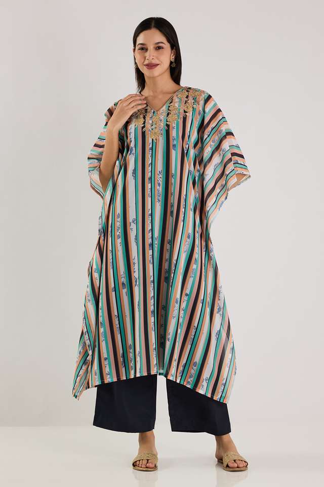 Printed-Poly-Georgette-V-Neck-Women-s-Casual-Wear-Kaftan