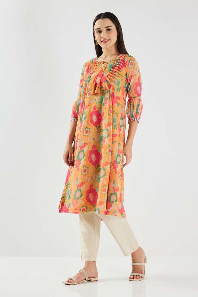 Printed-Chiffon-Round-Neck-Women-s-Casual-Wear-Kurta