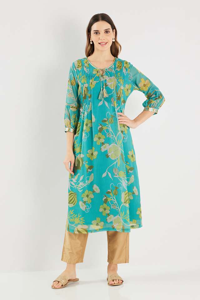 Printed-Chiffon-Round-Neck-Women-s-Casual-Wear-Kurta