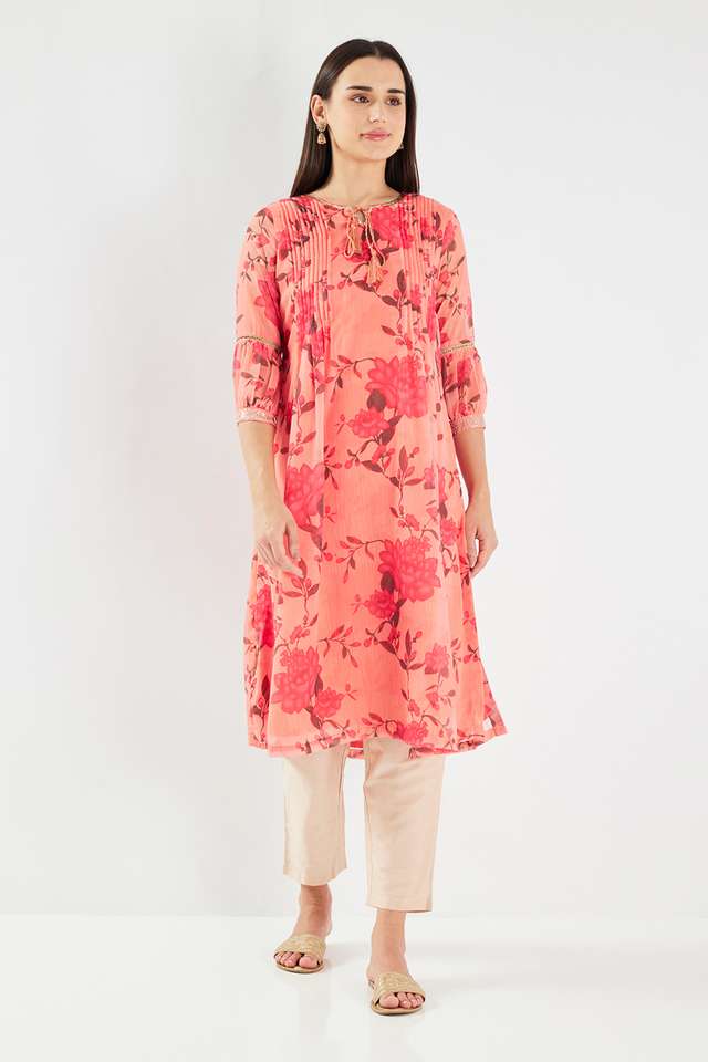 Printed-Chiffon-Round-Neck-Women-s-Casual-Wear-Kurta