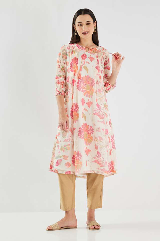 Printed-Chiffon-Round-Neck-Women-s-Casual-Wear-Kurta