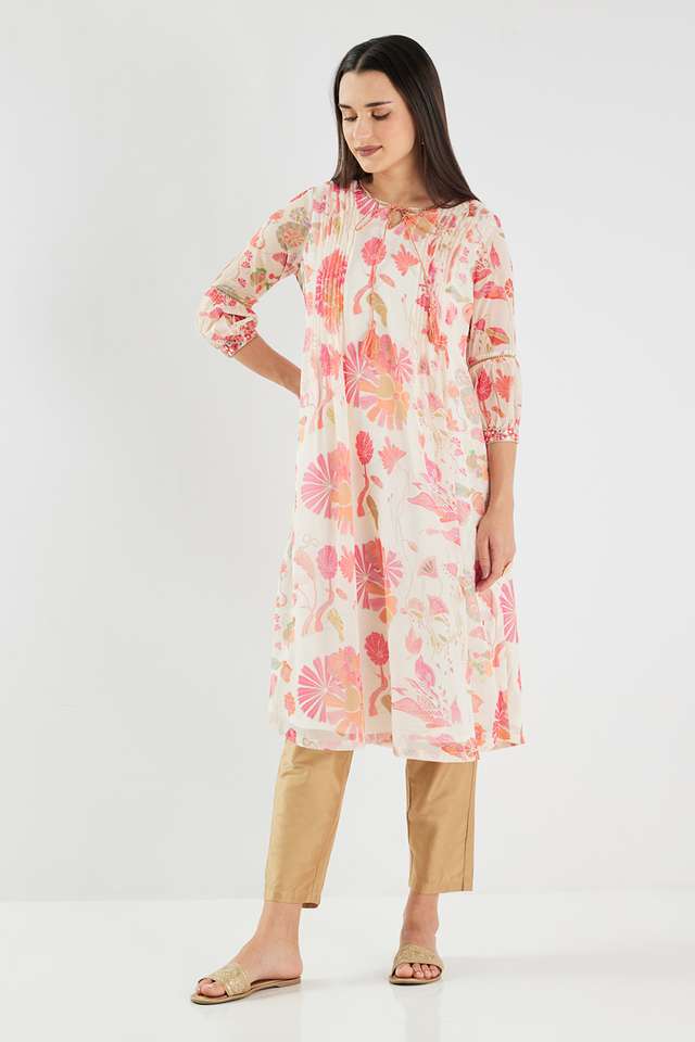 Printed-Chiffon-Round-Neck-Women-s-Casual-Wear-Kurta