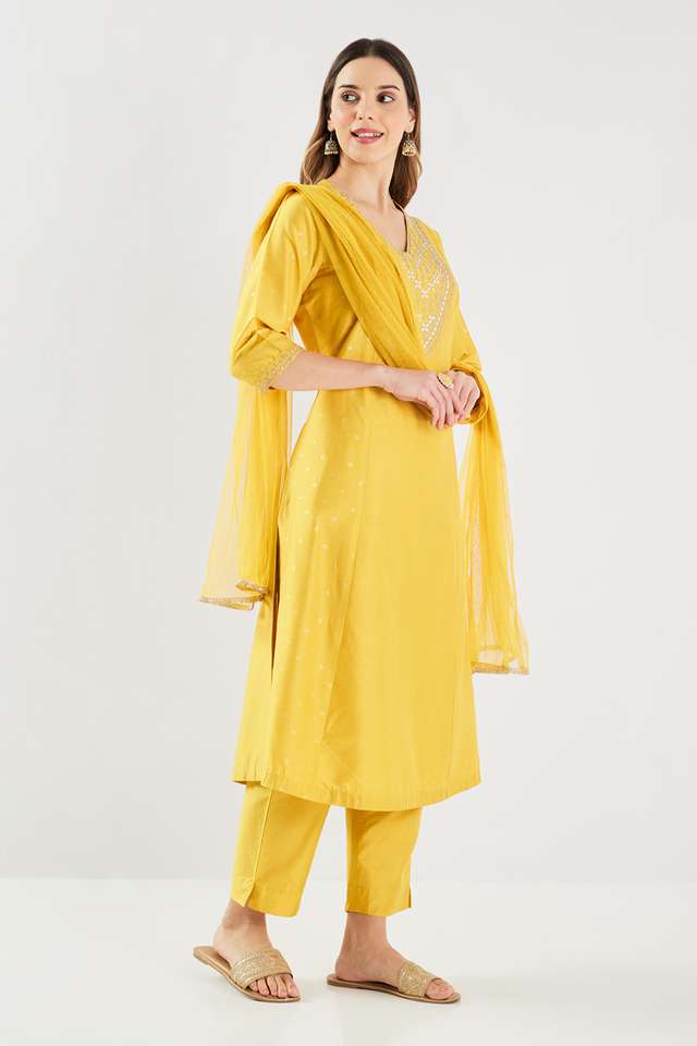 Embroidered-Calf-Length-PST-Woven-Women-s-Kurta-Set