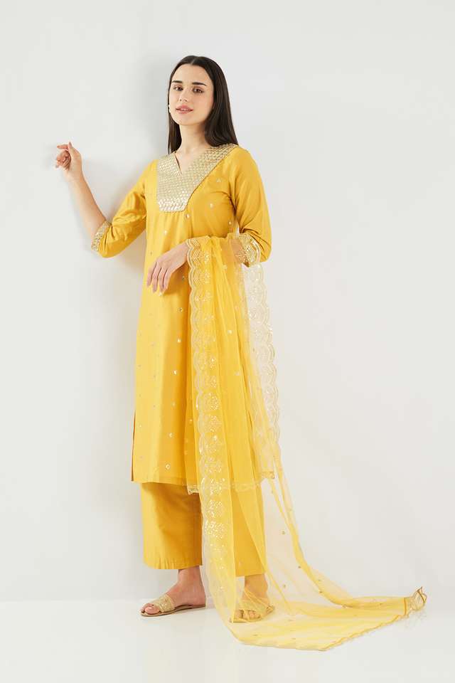 Embroidered-Calf-Length-PST-Woven-Women-s-Kurta-Set