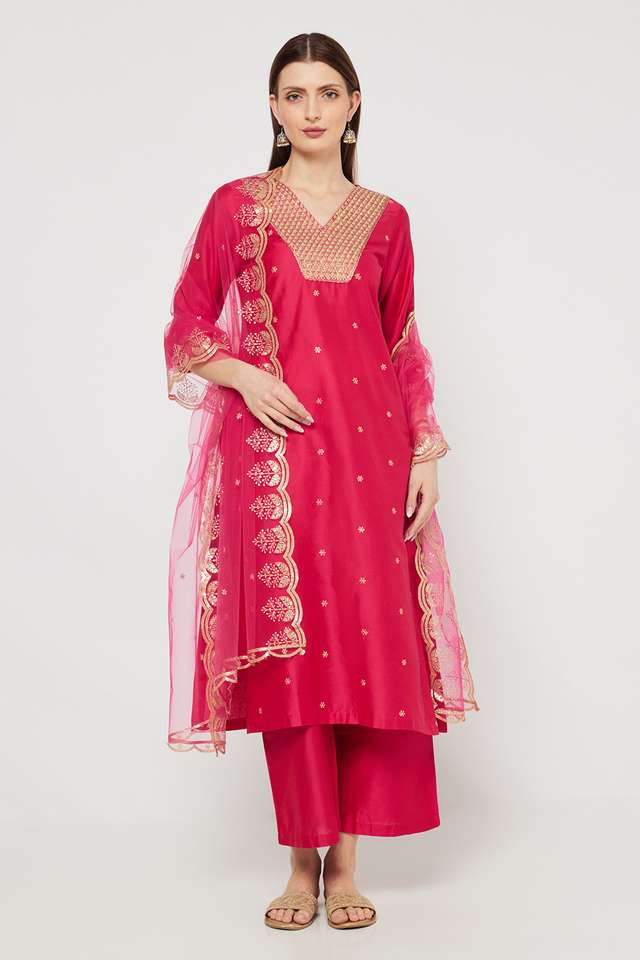 Embroidered-Calf-Length-PST-Woven-Women-s-Kurta-Set
