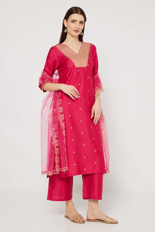 Embroidered-Calf-Length-PST-Woven-Women-s-Kurta-Set