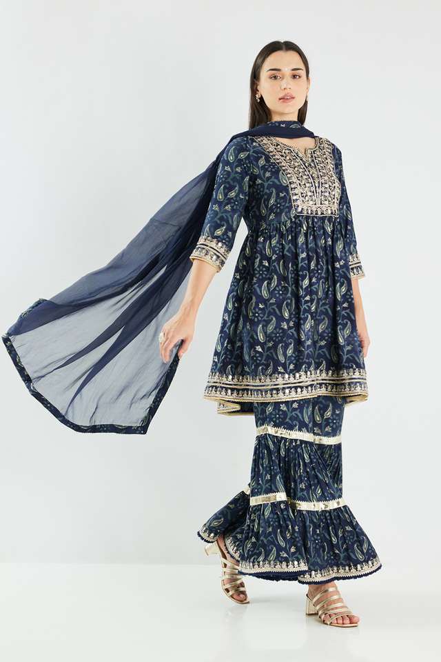 Printed-Knee-Length-Muslin-Woven-Women-s-Kurta-Set