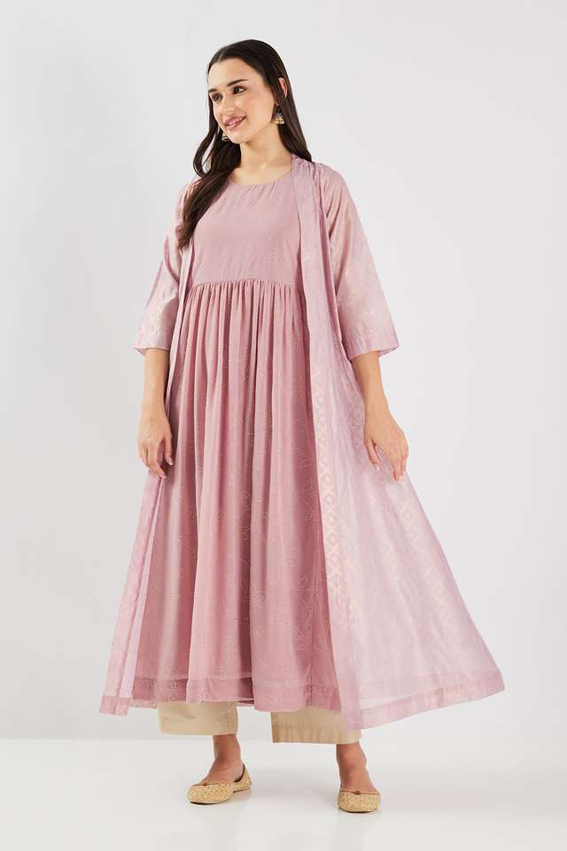 Printed-Embroidered-Chanderi-Round-Neck-Women-s-Kurta-Set