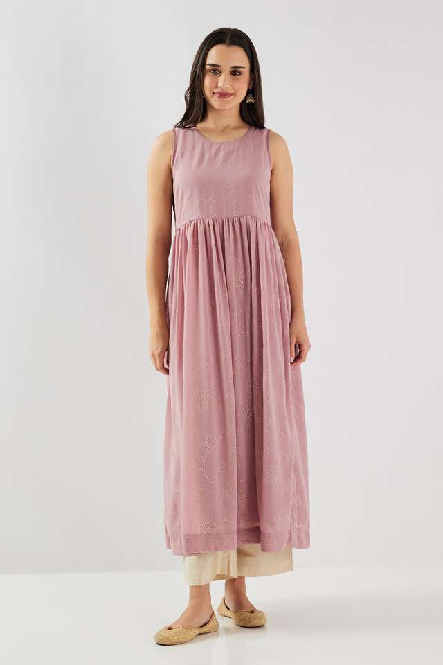 Printed-Embroidered-Chanderi-Round-Neck-Women-s-Kurta-Set