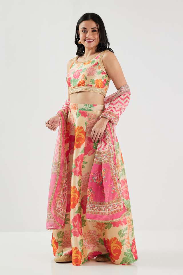 Printed-Embroidered-Dupion-Round-Neck-Women-Skirt-Choli-Dupatta