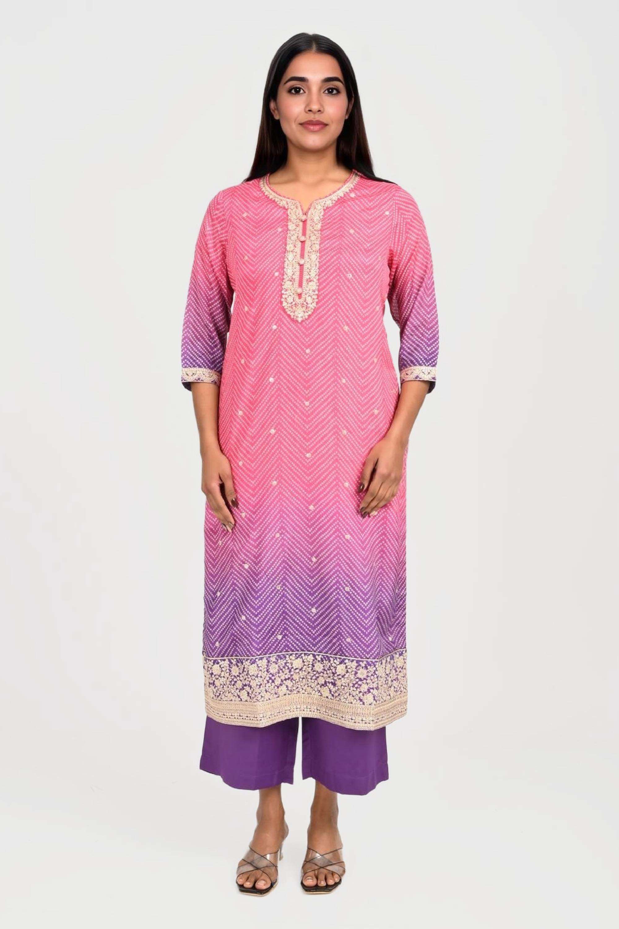 Blended-Fabric-Regular-Fit-Women-Kurta-Set