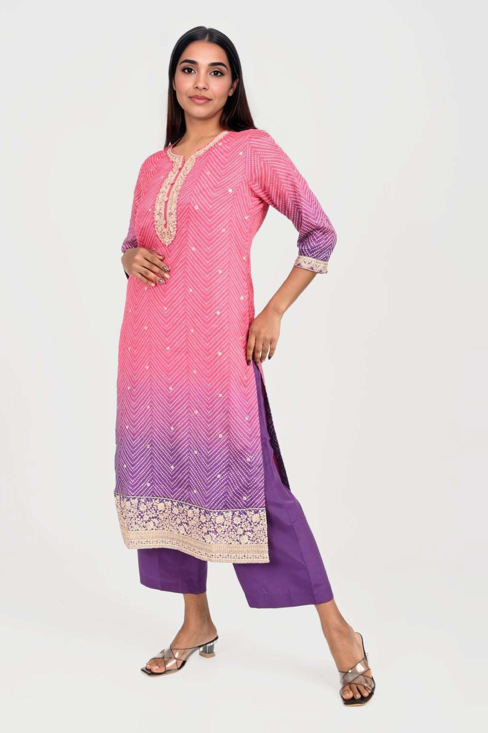 Blended-Fabric-Regular-Fit-Women-Kurta-Set