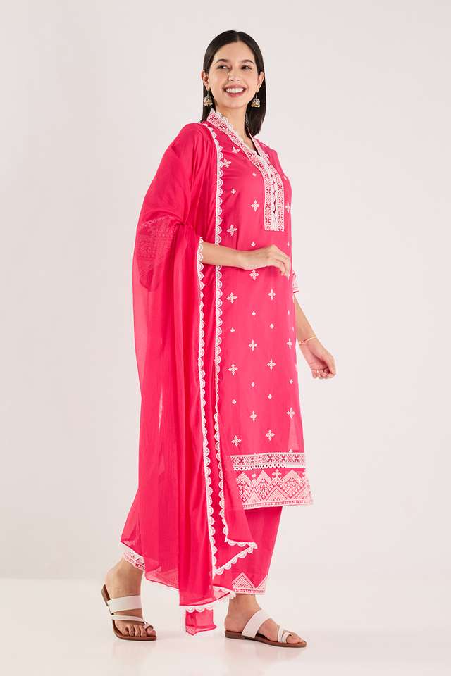 Embroidered-Calf-Length-Cotton-Woven-Women-s-Kurta-Set