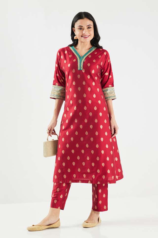Embroidered-Calf-Length-PST-Woven-Women-s-Kurta-Set