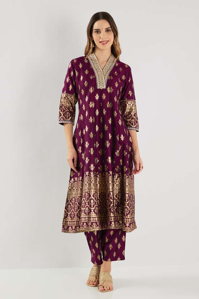 Embroidered-Calf-Length-PST-Woven-Women-s-Kurta-Set