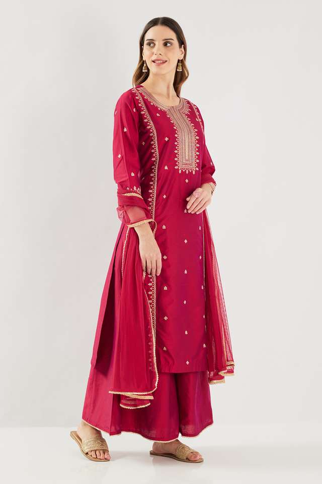 Embroidered-Calf-Length-PST-Woven-Women-s-Kurta-Set