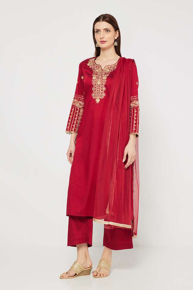 Embroidered-Calf-Length-PST-Woven-Women-s-Kurta-Set