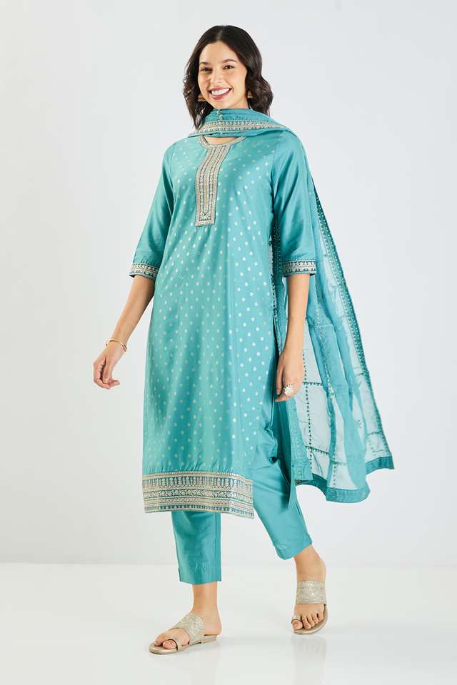 Embroidered-Calf-Length-PST-Woven-Women-s-Kurta-Set
