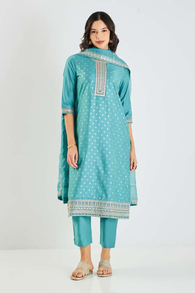 Embroidered-Calf-Length-PST-Woven-Women-s-Kurta-Set
