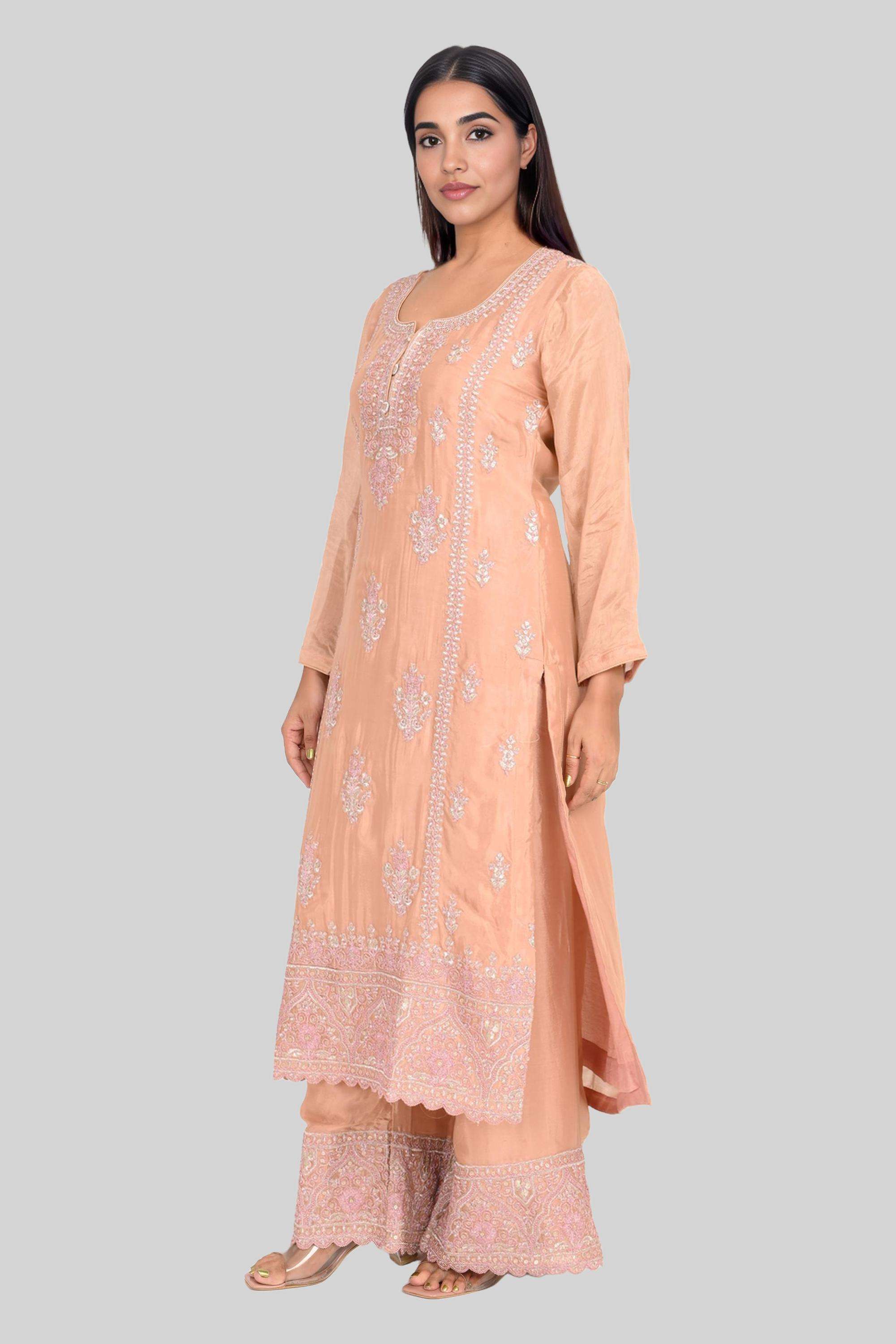 Embroidered-Calf-Length-Viscose-Woven-Women-s-Kurta-Set