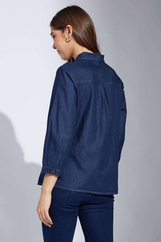 Solid-Collared-Cotton-Women-Casual-Wear-Shirt
