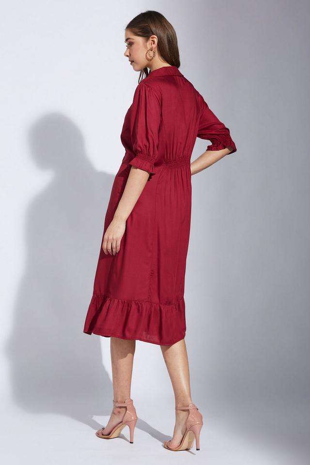 Solid-Collared-Rayon-Women-Dress