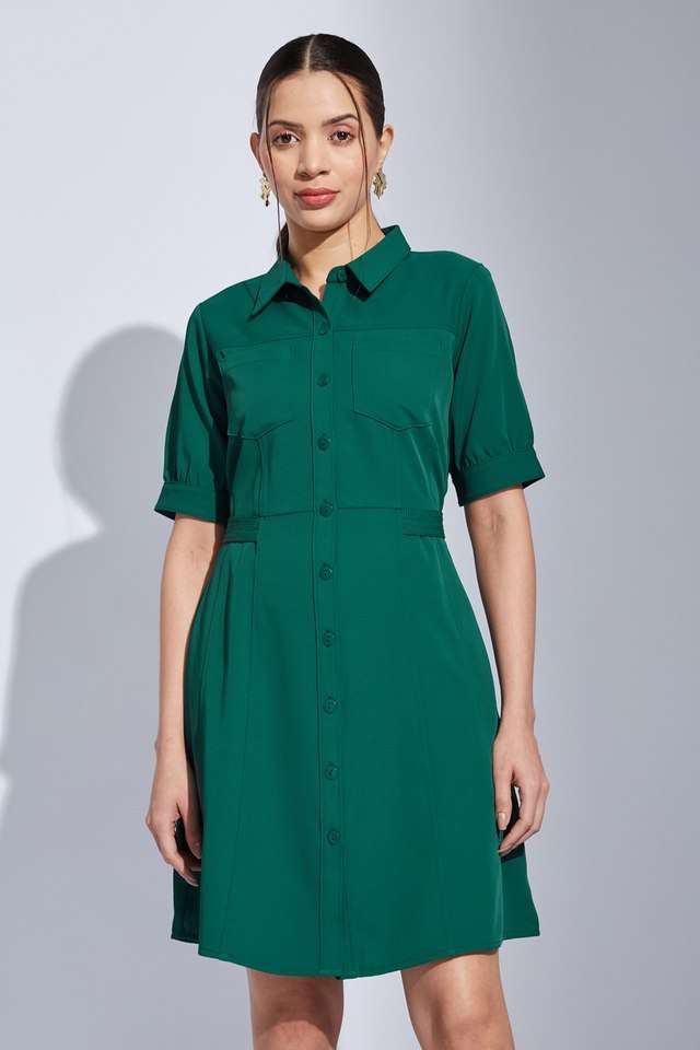 latin quarters Solid Polyester Collared Women's Mini Dress-picture-29