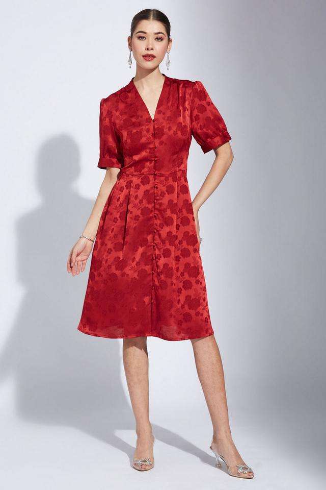 Buy Latin Quarters Maroon Printed Polyester V-Neck Women's Dress | Shoppers  Stop