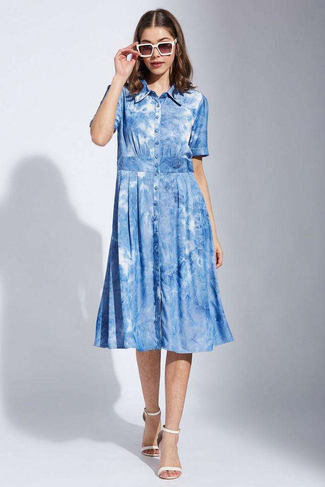 sachin and babi light blue dress What Is Semi Formal Wear COLLARED BUTTON THROUGH MIDI DRESS Lucky Brand  Petite Tea Length Dress,