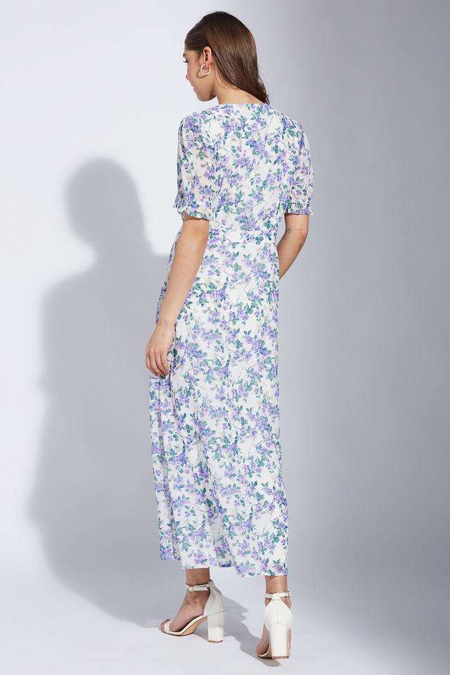 Printed-Polyester-V-Neck-Women-s-Dress