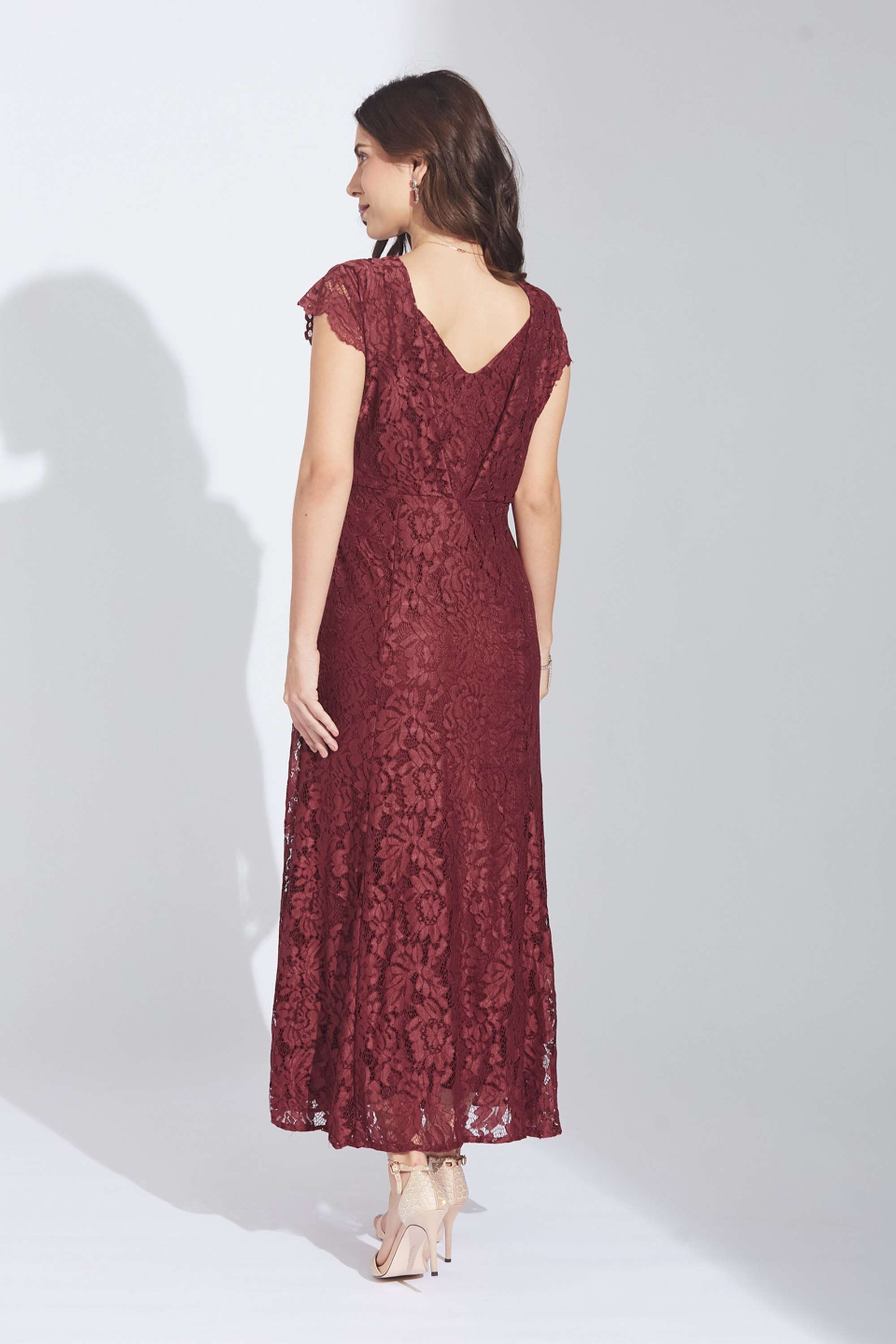 Printed-Nylon-V-Neck-Women-s-Maxi-Dress