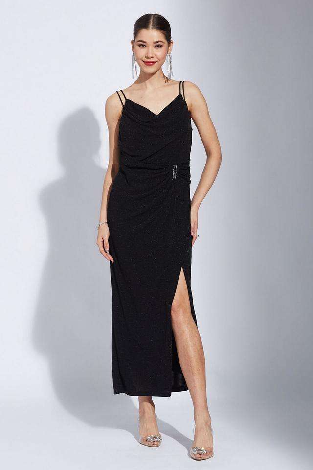 Solid-Nylon-V-Neck-Women-s-Dress