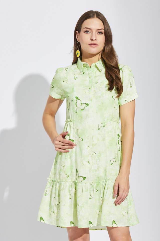 latin quarters Printed Collared Linen Women's Above Knee Dress-picture-22